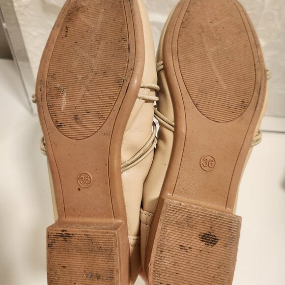 Leather beige cream ballet flat - Picture 3 of 3